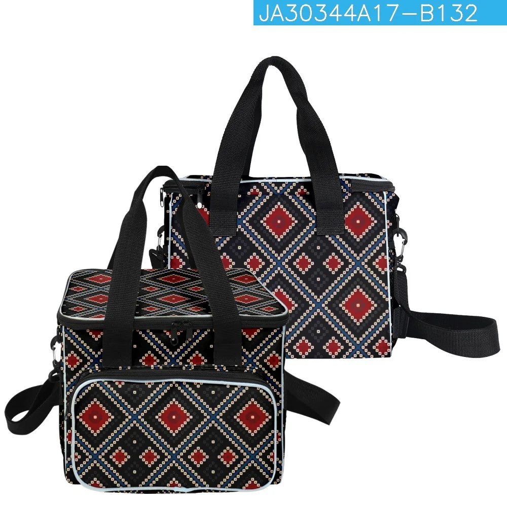 الكلاسيكية شعبية بارد نزهة Crossbody الماس نمط أكثر كبيرة حقيبة الغداء 3D طباعة العزل الحراري الغذاء حقائب أكياس الجليد