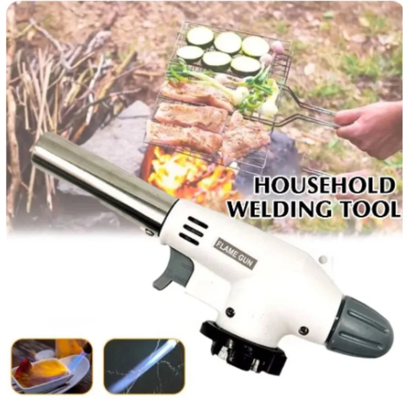 Portable Metal Flame Gun Butane Gas Welding-Burner Welding Gas Burner Flame Gas Torch Flame Gun Blow for BBQ Camping Cooking