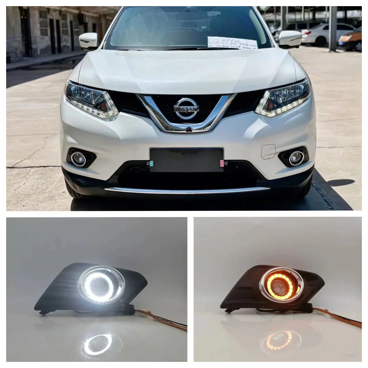 

LED Fog Lights Assembly For Nissan X-Trail T32 Rogue 2013 2014 2015 2016 Dual Color Angel Eye Daytime Running Lights Fog Lamp