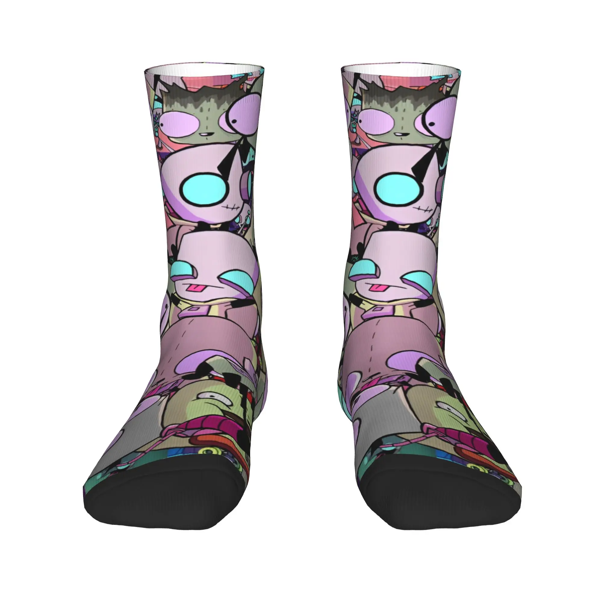 Funny Invader Zim Gir Soccer Socks  Polyester Middle Tube Socks for Women Men Non-slip