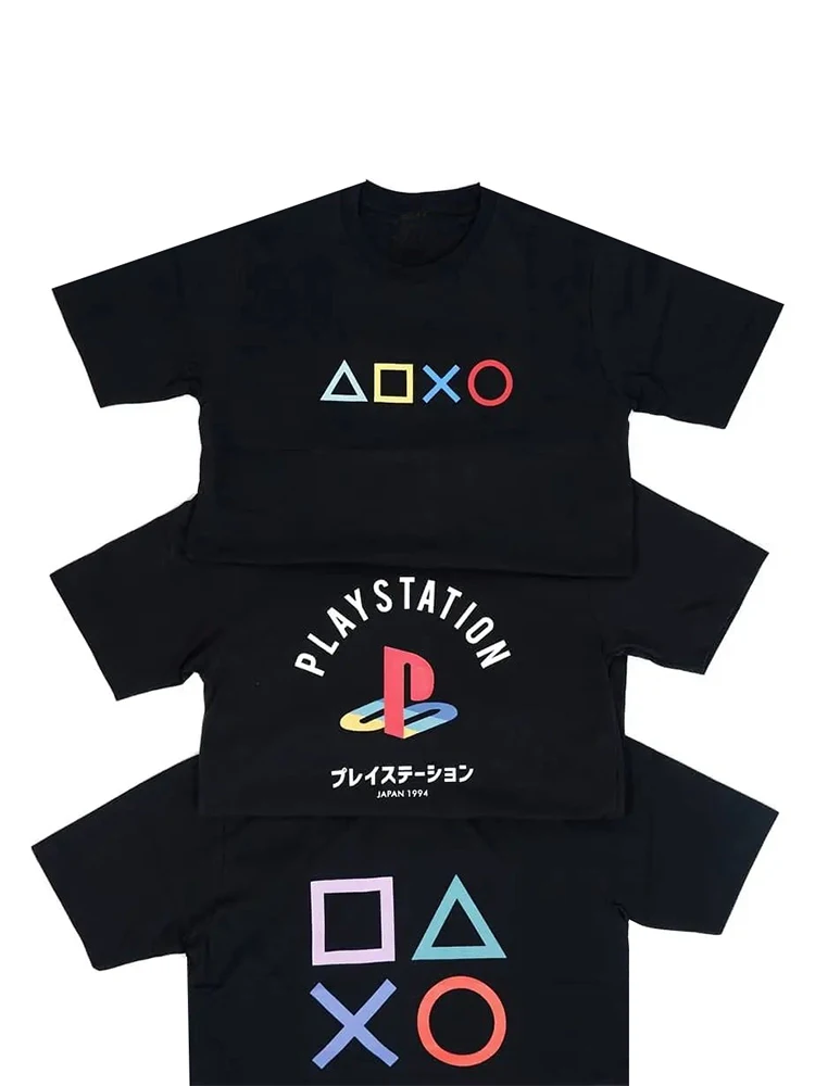 تي شيرت ريترو PS Game بشعار محيطي مطبوع تي شيرت جرافيك تي شيرت عالي الجودة للرجال والنساء #1