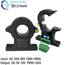 Hall effect current transducer QNDBK1-21 AC 50A 100A 200A 300A / 5V 10V DC hall current sensor split core current transformer ct