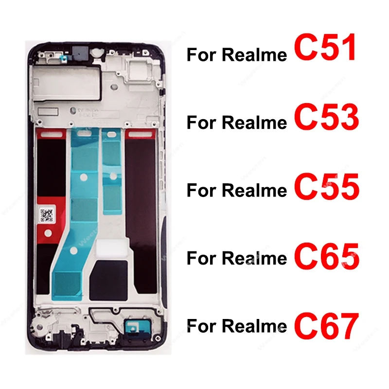 Front LCD Frame Cover For Realme C51 C53 C55 C65 C67 5G LCD Housing Holder Bezel Case Flex Parts