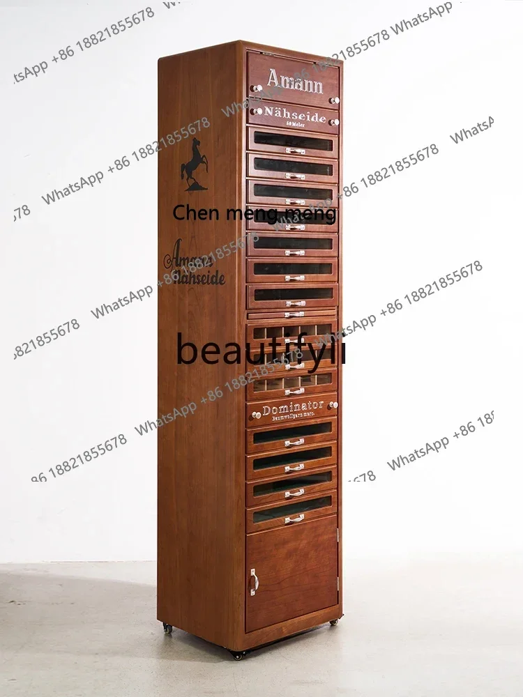 

Multi-Drawer Glass Door Vintage Sewing Millet Removable Teacup Cabinet