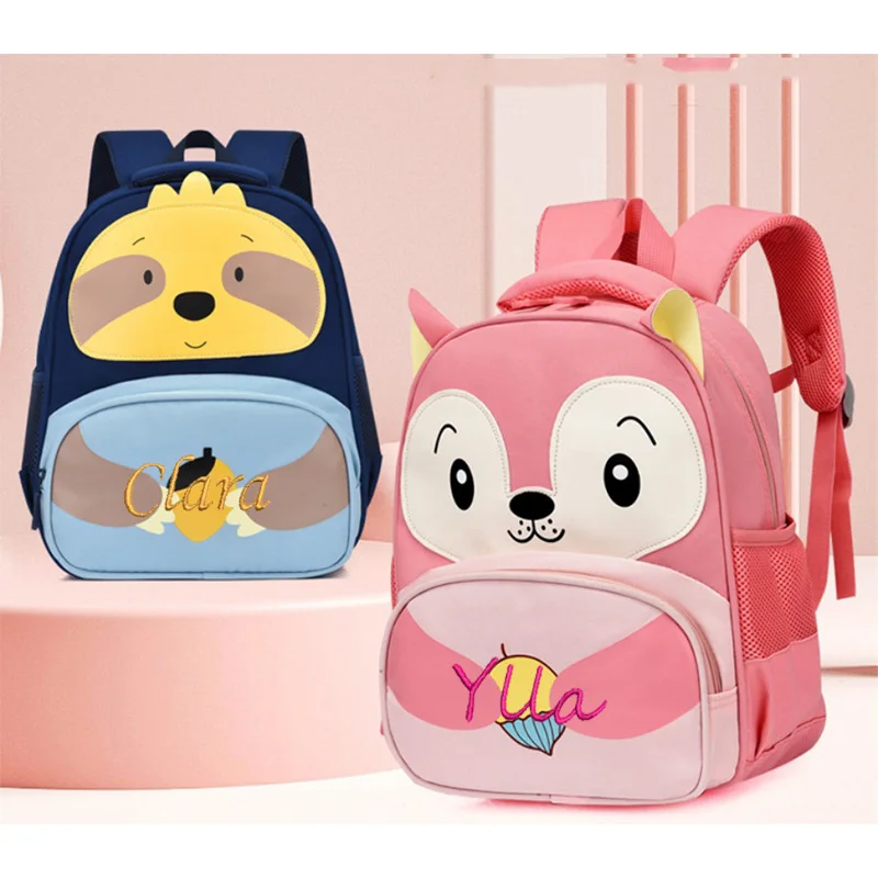 Large Capacity Children's Backpack Personalized Cute Boys and Girls Backpack Cute Deer and Bear Kindergarten Book Bag