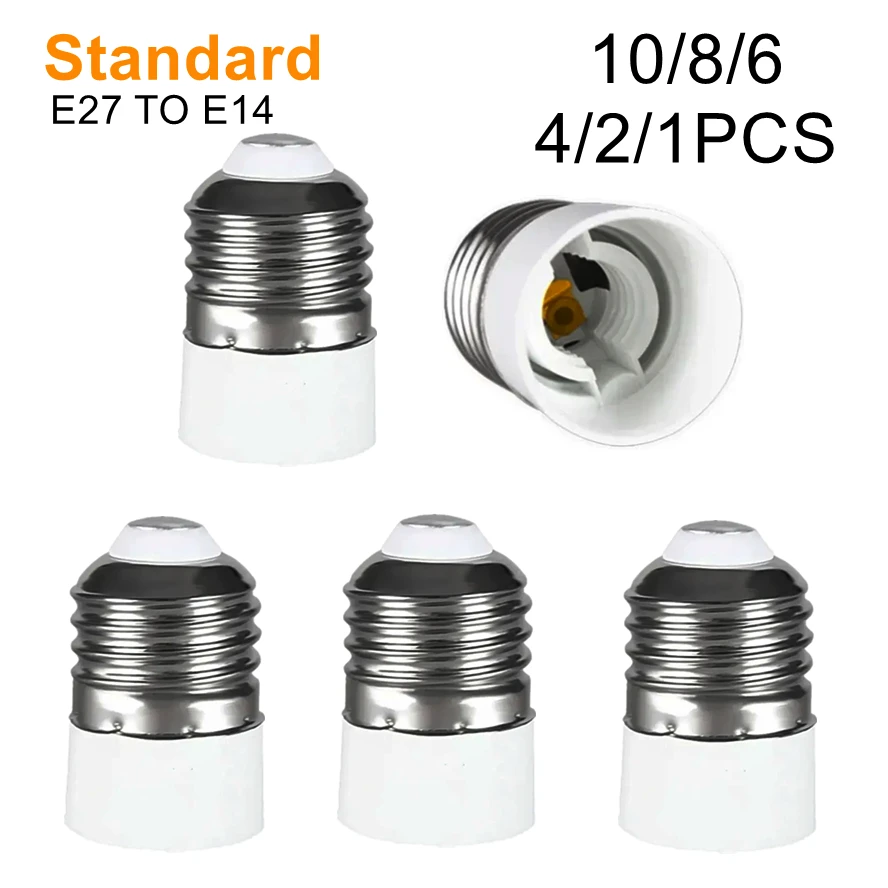 10PCS E27 To E14 Lamp Holder Converter E14 Lamp Socket Adapter E27 Lamp Base Fireproof Material Screw Mouth Lamp Socket Changer