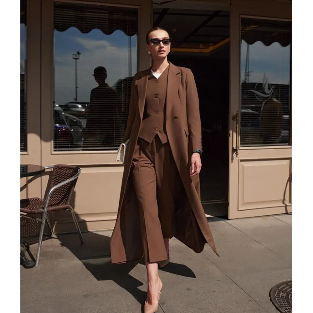 Chaqueta larga ajustada clásica para mujer, abrigo de diario, vestido Formal hasta el tobillo, moda