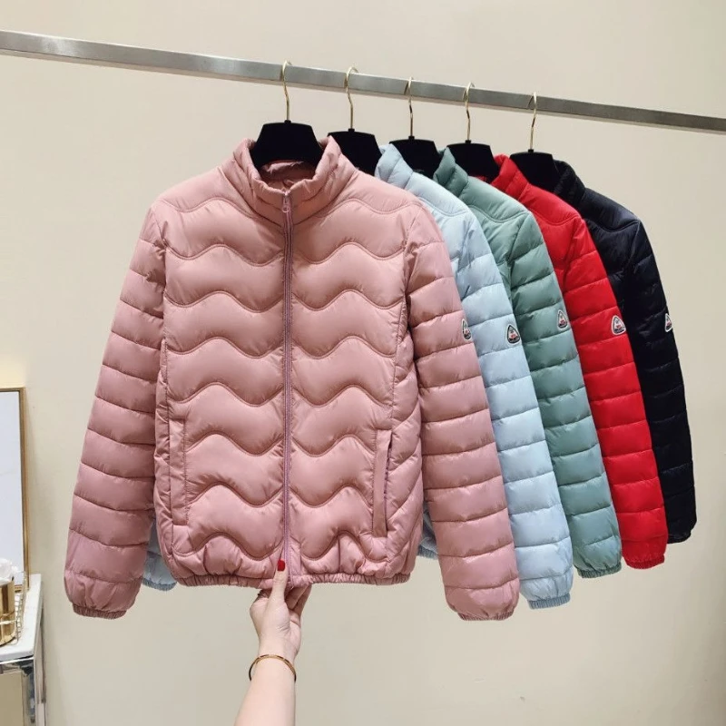 

Women Cotton Padded Coats Autumn Winter Lightweight Fashion Turn-down Collar Quilted Jacket Outerwear Female Warm Overcoats