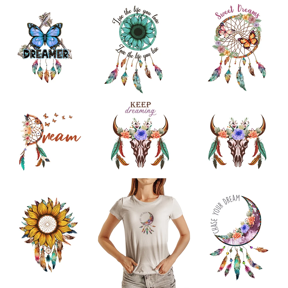 Moon Dream Catcher Iron on Patches for Clothes Dtf Transfers Ready to Press Patch Shirts Transfer DIY Apparel Sewing Supplies