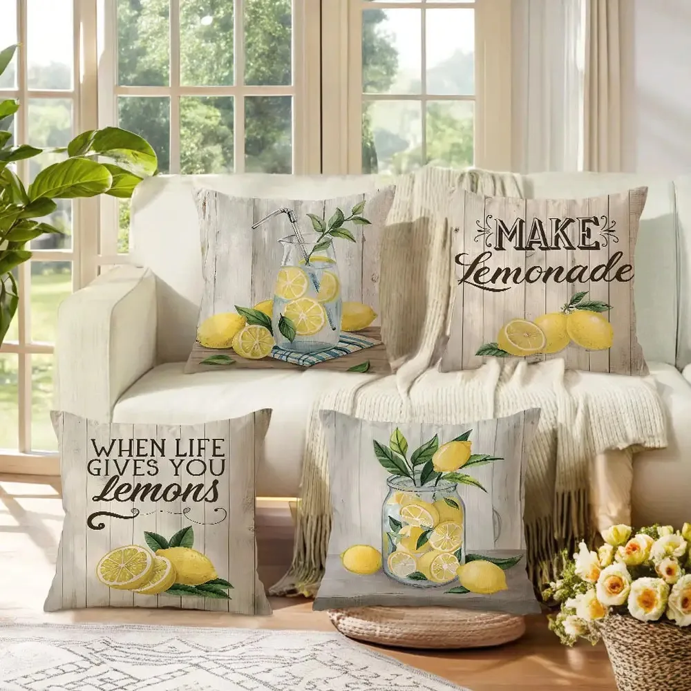 

Наволочка с веселой лимонной тематикой — «When Life Gives You Lemons», наволочка с принтом цитаты для дивана, спальни, гостиной