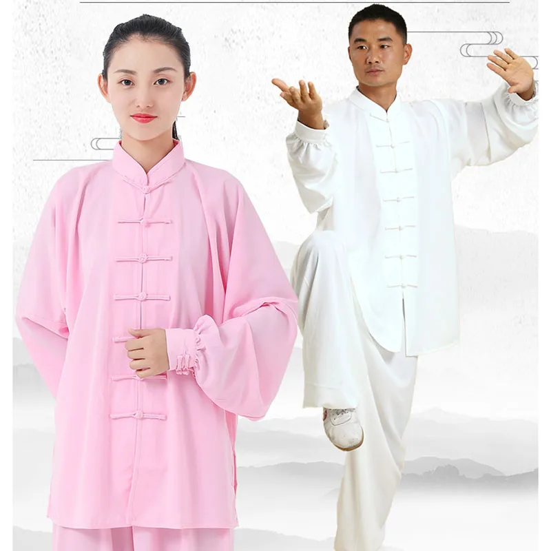 Adulto algodão de seda roupas tradicionais chinesas wushu tai chi exercício traje das mulheres dos homens kungfu arte marcial uniforme terno