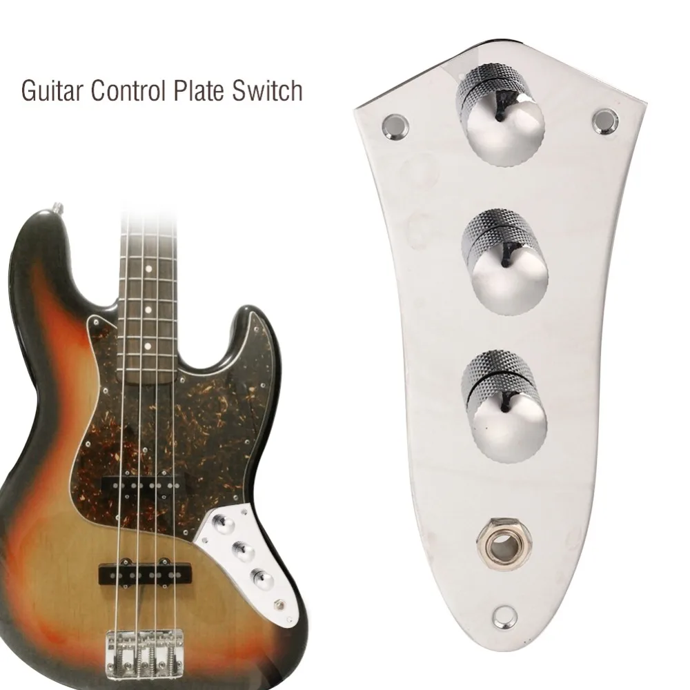 ​With Knurled Knob​ ​Electric Guitar Control Plate ​3 Bands​ Chrome ​Control Plate Switch ​Pre-Wired​ ​With Wiring Harness​
