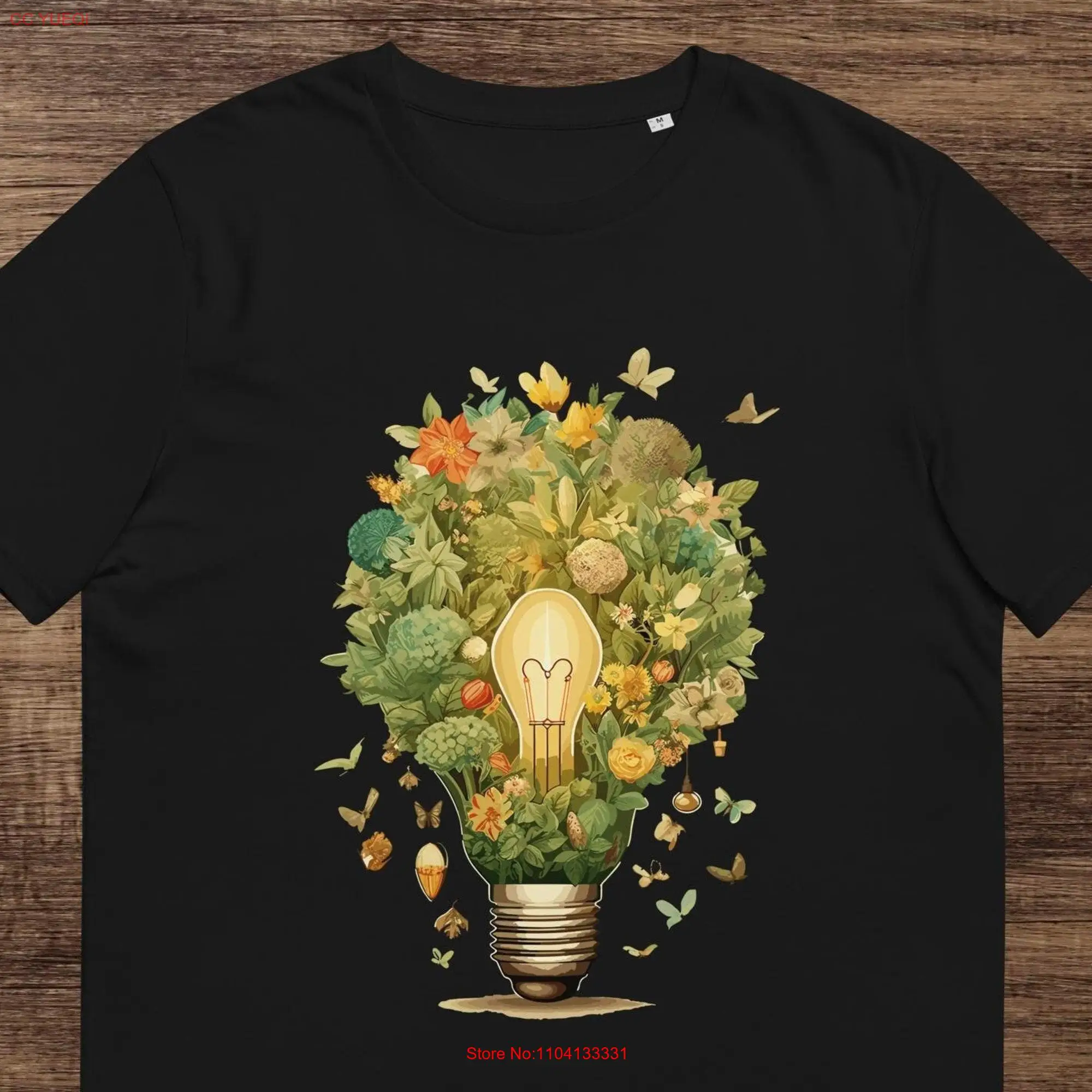 Cottagecore T Shirt Nature In a Light Bulb Botanical Design Flower and Technology connected Classic long or short sleeves