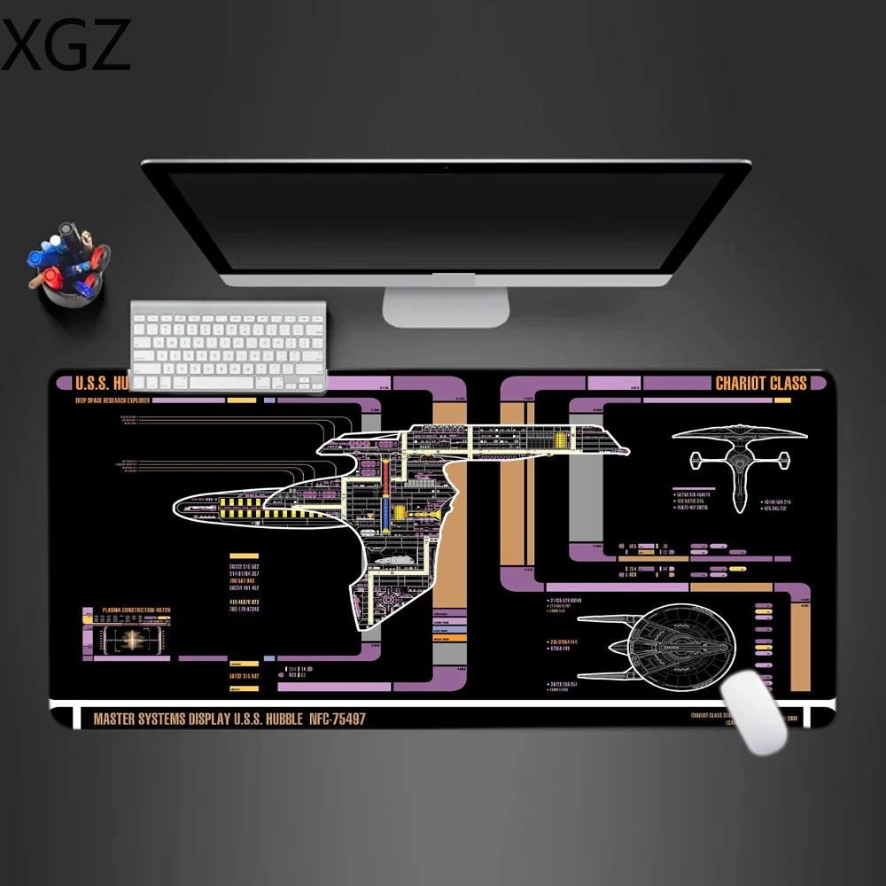 New XXL Starship Blueprint Mouse Pad Large Desk Pad E-Sports Gamer Computer Accessories planet travel Anime Anti-Slip Cleanable