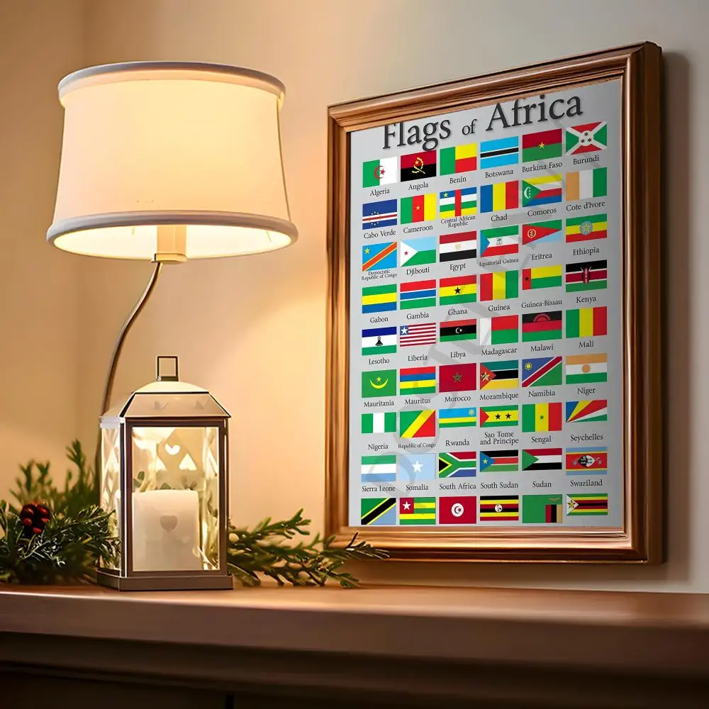 Flags of the World Poster Sticker Self Adhesive for Office Home Theater Wall Art Corridor Decor Fancy Gifts