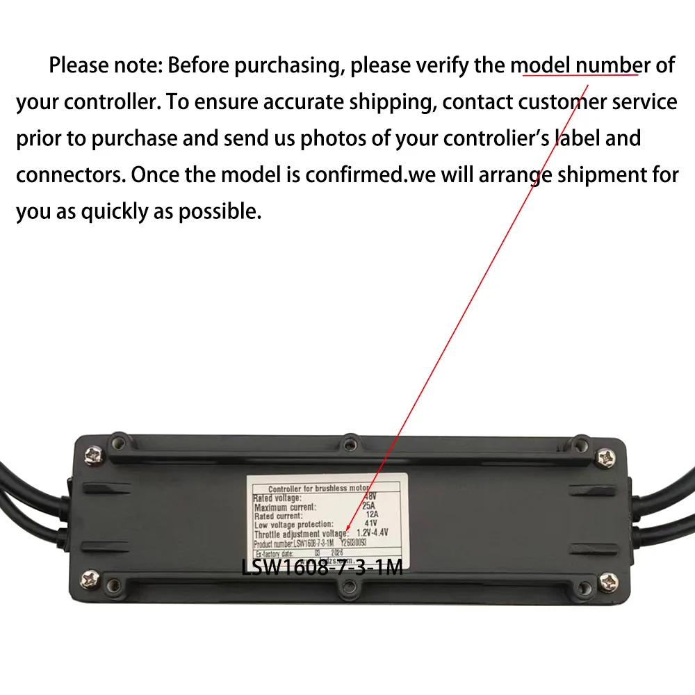 

Brushless Motor Controller LSW1608-7-3-1M 48V 25A E-Bike Scooter Universal E-Bike Conversion Kit Bicycle Speed Controller