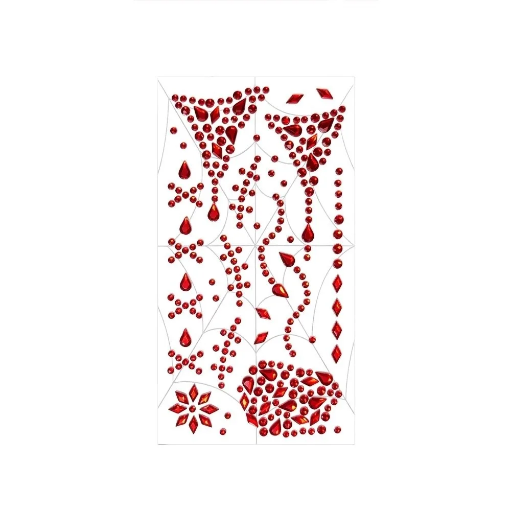 Spider Web 3D Face Eye Jewels Sticker Rhinestone DIY Crystal Tattoo Sticker Waterproof Sparkling Face Gem Sticker Ghost Festival