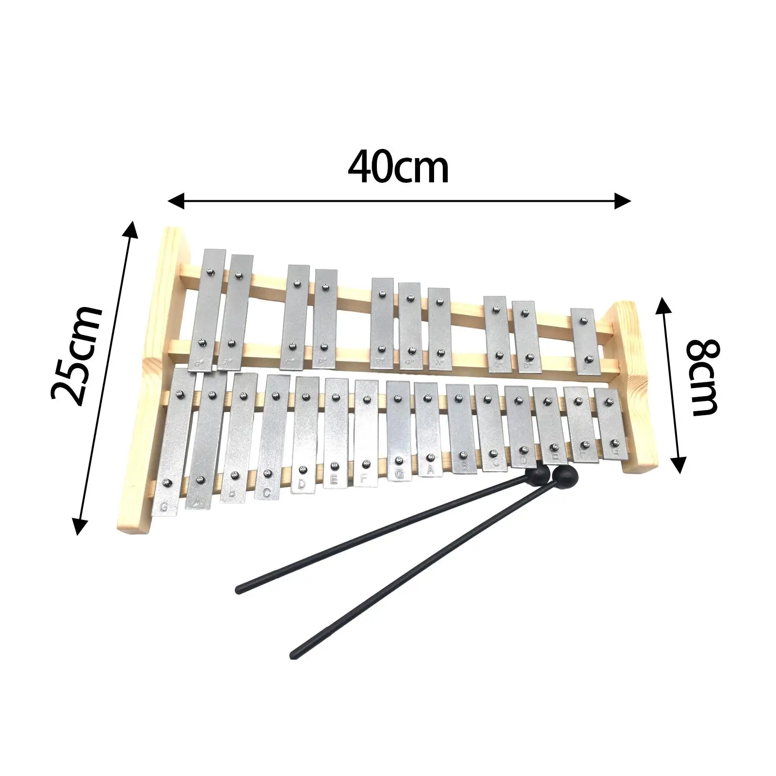 25 Notes Metal Keys Xylophone Glockenspiel Percussion Instrument for Kids Beginner Musical Toy for Home and Class