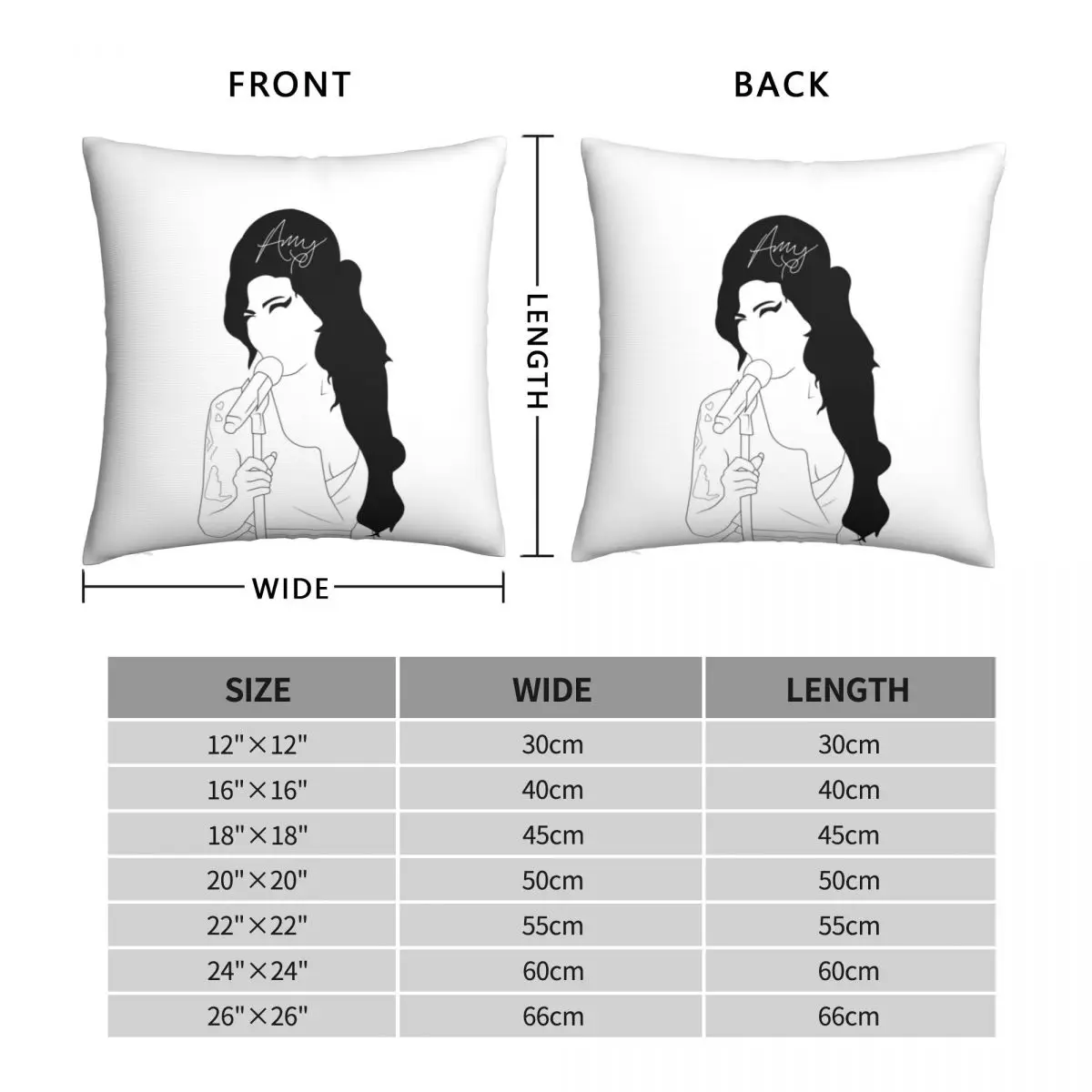 Amy Winehouse Pillowcase Polyester Linen Velvet Printed Zip Decor Throw Pillow Case Home Cushion Cover