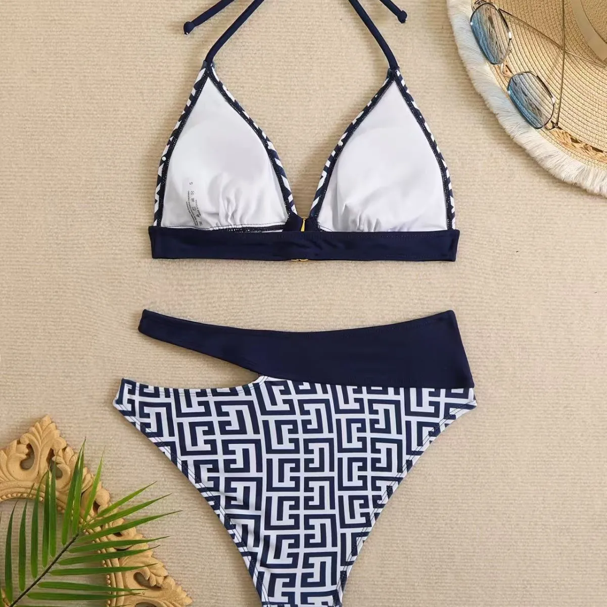 2026 Summer Casual High-waisted Leopard Print V-neck Bikinis Set  for Women Sexy Backless Halter Print Swimsuit Set Beachwear