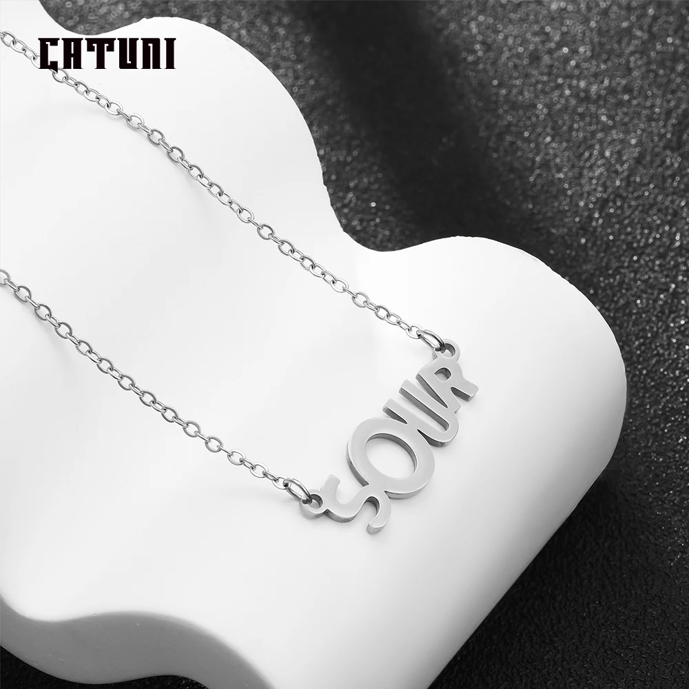 Catuni Sour Olivia Album Rodrigo Necklace Stainless Steel Letters Pendant Trendy Accessories Jewelry Gift for Fans Women Friends