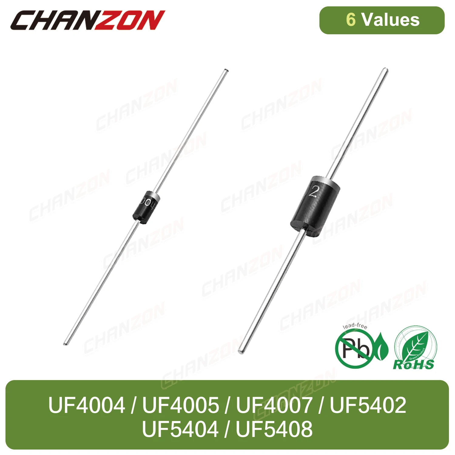 6 Values 100% Original Ultra Fast Recovery Rectifier Diode UF4004 UF4005 UF4007 UF5402 UF5404 UF5408 DO-41 DO-201AD Axial Diodes