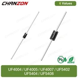 6 waarden 100% originele ultrasnelle herstel gelijkrichterdiode UF4004 UF4005 UF4007 UF5402 UF5404 UF5408 DO-41 DO-201AD axiale diodes