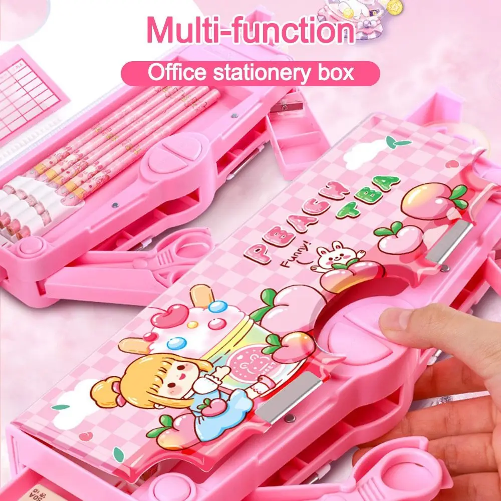 Durable Double Layer Pencil Case With Pencil Sharpener Multifunction Pen Box Large Capacity Pencil Box School Office