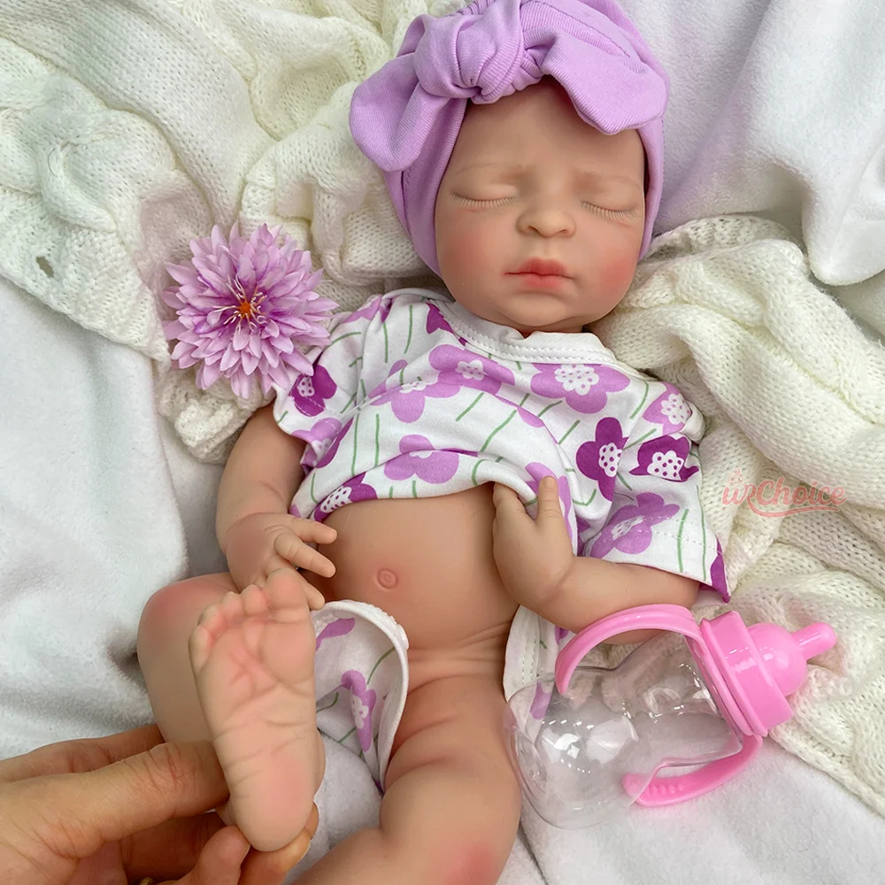 

17" Sleeping Newborn Reborn Baby Girl Platinum Handmade Silicone Reborn Doll Lifelike Weighted Newborn Toy Cute Christmas Gift