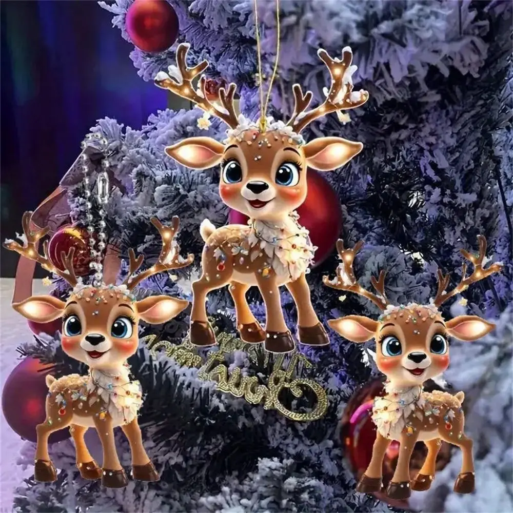 High Quality Deer Shape Christmas Decoration Natal Theme Noel Style Xmas Tree Ornament Acrylic Reindeer Ornament Home Decoration