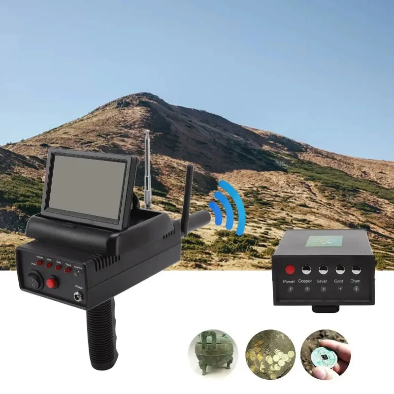 25m Depth 1200m Range Metal Detector Locator AKS Display Screen Remote Underground Field Scanning Searcher