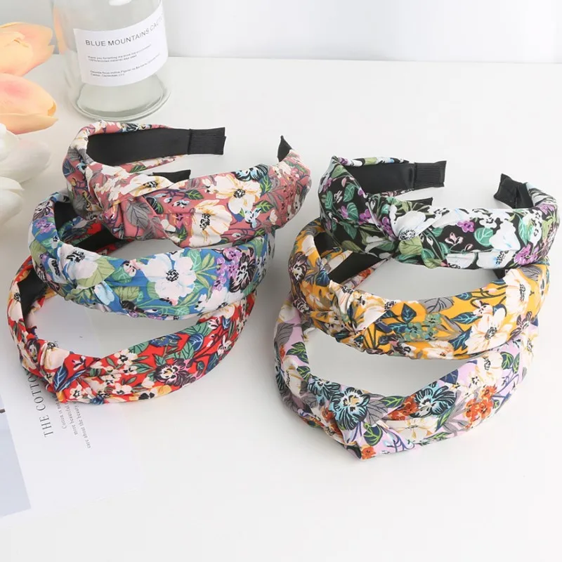 Four Seasons Fashion Canvas Material Printed Headband Girls Going Out to Play Photo Simple Sweet Hairband