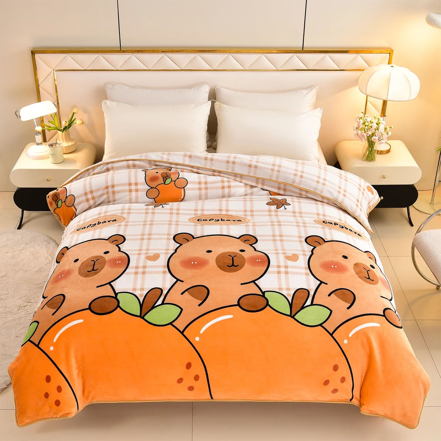 Printed duvet cover winter King-size flannel blanket cover Twin king-size quilt cover with zipper for single bed NO Pillowcase