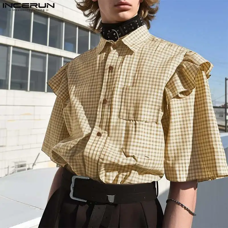 

Летняя мужская рубашка с оборками, с рукавом