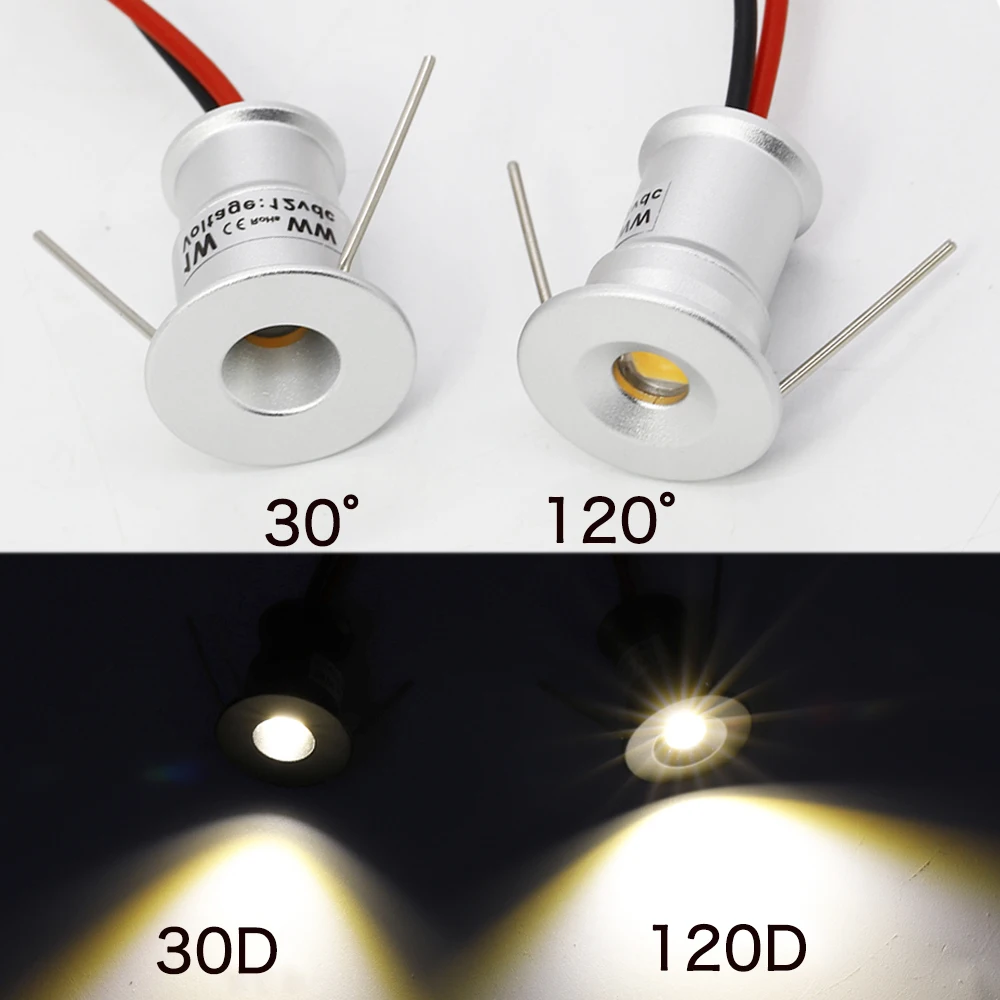 IP65 Mini Spotlight 15mm 1W Recessed Spot Leds Lights 12V Ceiling Downlight Stair Cabinet Spots Lamp with Transformer 110V-220V