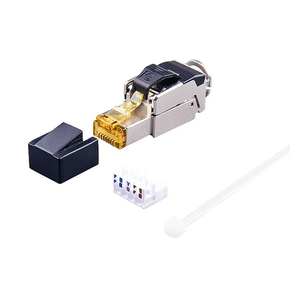 

Internet Rj45 Cat8 Lan Cable Connector Adapters CAT8 RJ 45 Shielded Plug Short Type Networking 8p8c Tool-Free Zinc Alloy Plug