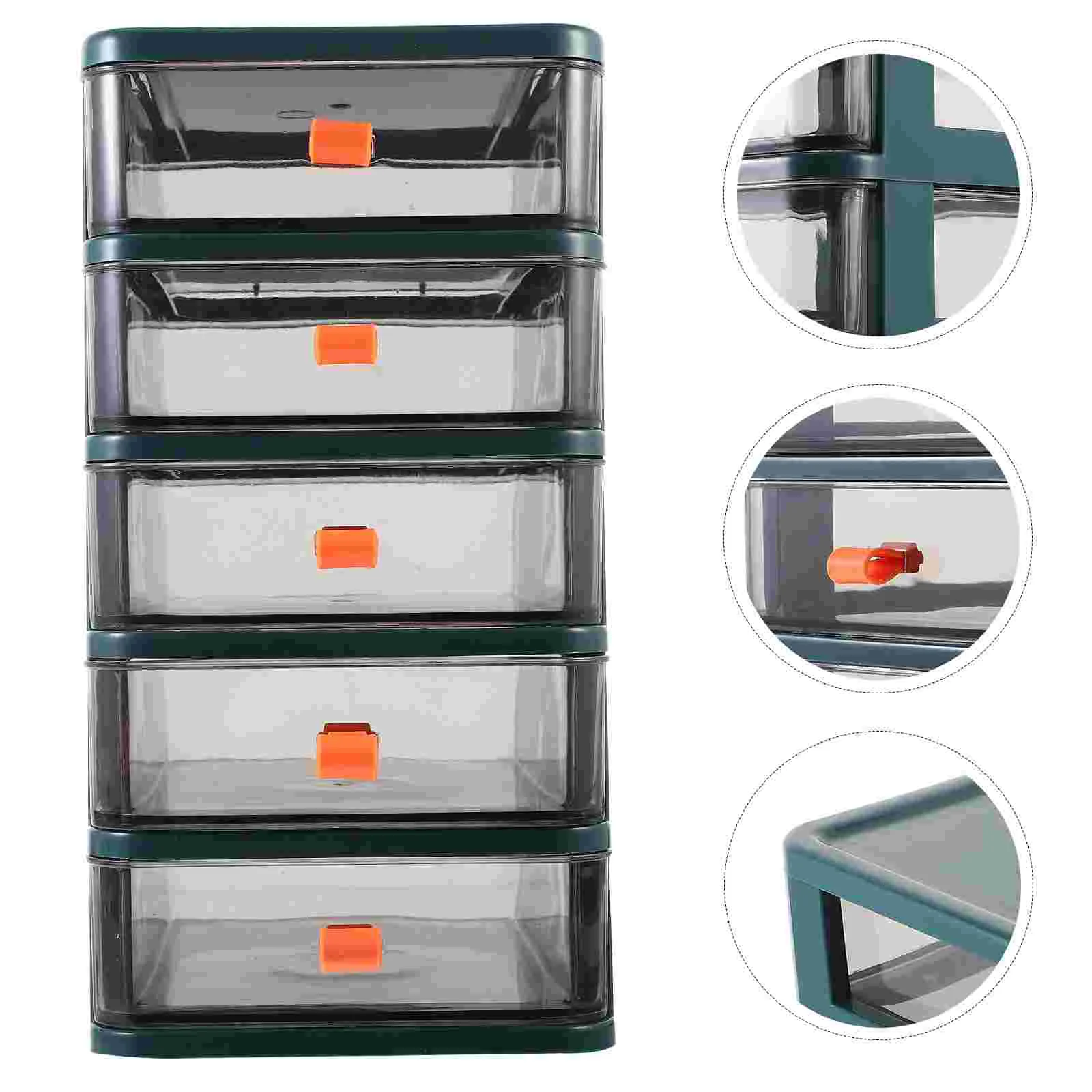 

Stationery Storage Box (five-layer Green) Plastic Mini Office Table Boxes Drawer Type Case Desk Drawers Items Multifunction