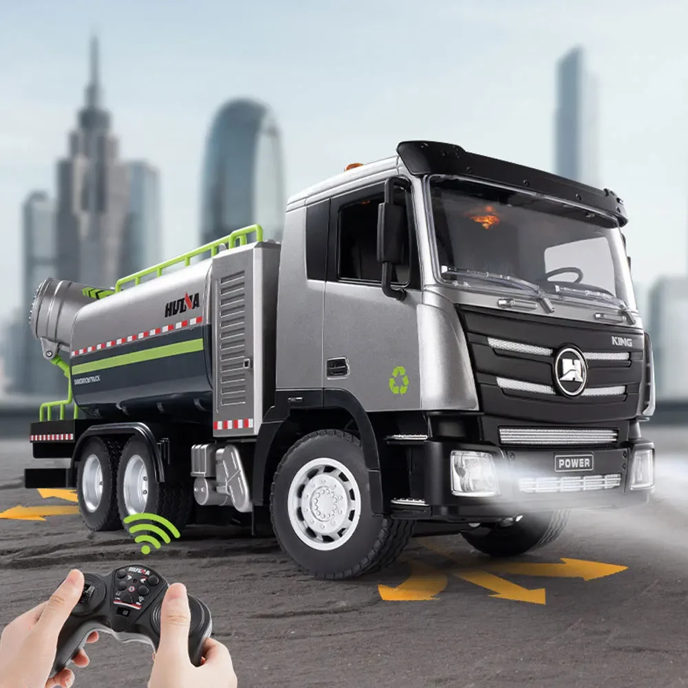 Huina 1316 Alloy RC Spray Water Truck 9CH RC Engineering Vehicle Sanitated Dust Suppression Cleaning Sprinkler Truck For Adult
