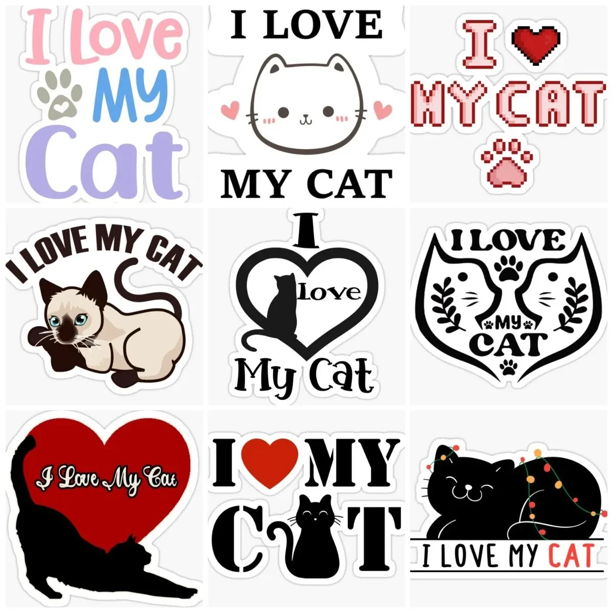 

I Love My Cat Creative Sticker Window Truck Motorcycle Helmet Bumper Wall Car Glass Room Door Bicycle Camper Decal Customizable