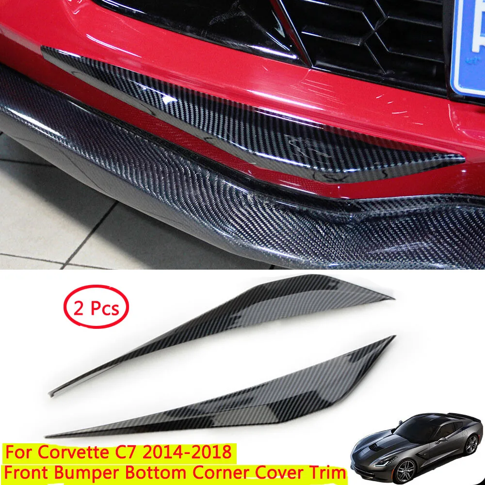 

Carbon Fiber Look ABS Front Bumper Bottom Corner Cover Trims for 2014-2018 Corvette C7 Auto Accessories