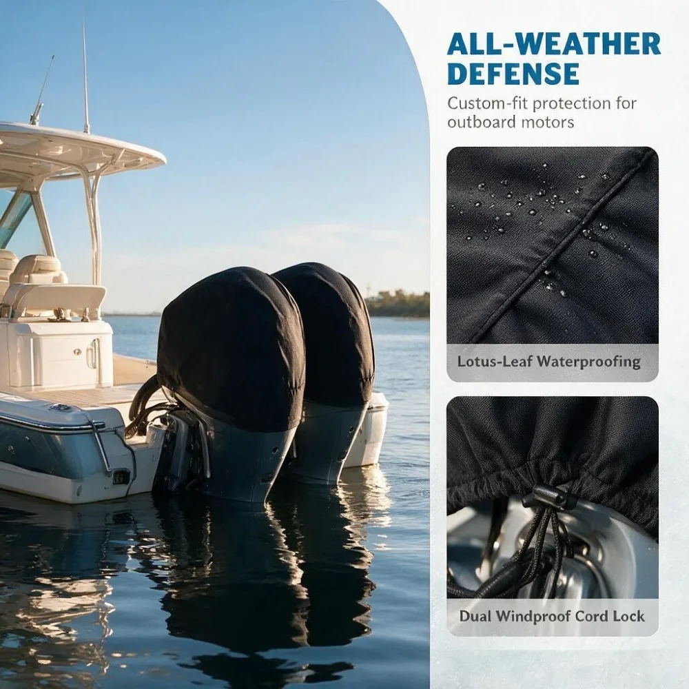 Motor Engine Boat Cover 15-250HP 210D Waterproof Yacht Half Outboard Anti UV Dustproof Cover Marine Engine Protector Canvas New