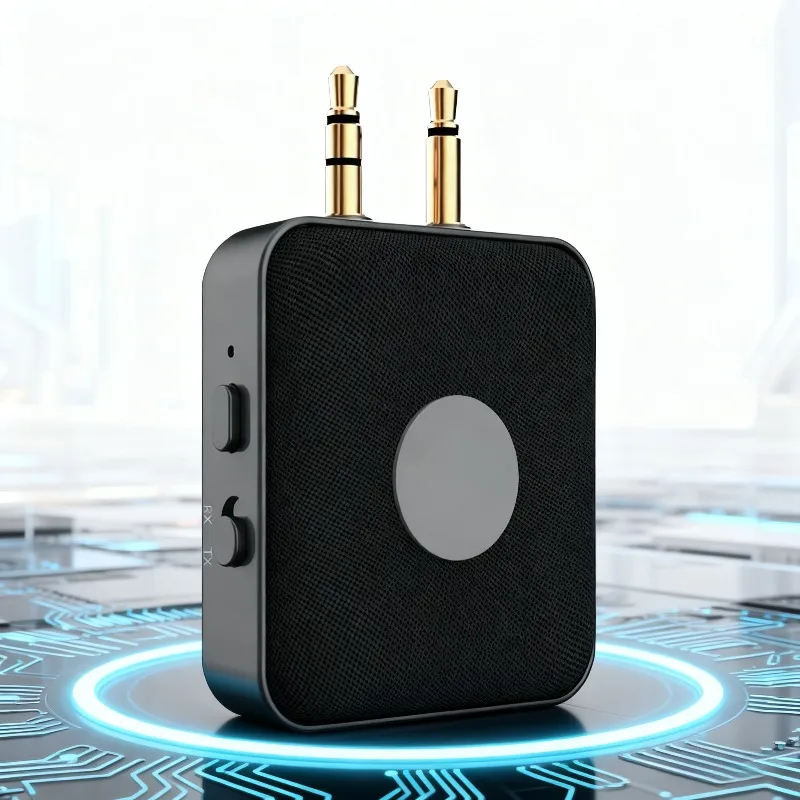 

2-in-1 Bluetooth Audio Receiver Transmitter for Airplane & Aviation, Car, TV, Speaker - Dual Plug with Storage for Travel
