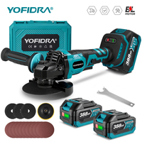 YOFIDRA Brushless Angle Grinder 3 Gear 125mm Grinding Machine Polishing Cutting Woodworking Tool For Makita 18V Battery Pin