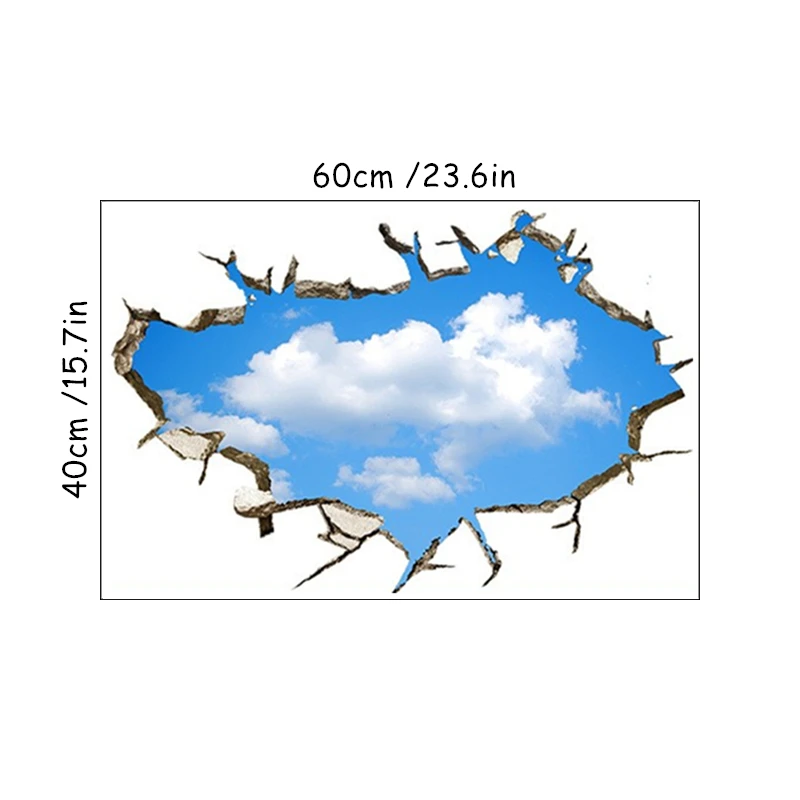Home Decoration Creative Wall Hole Art Sunny Blue Sky White Cloud Vinyl Mural Stickers for Aesthetic Room Roof Ceiling Wallpaper