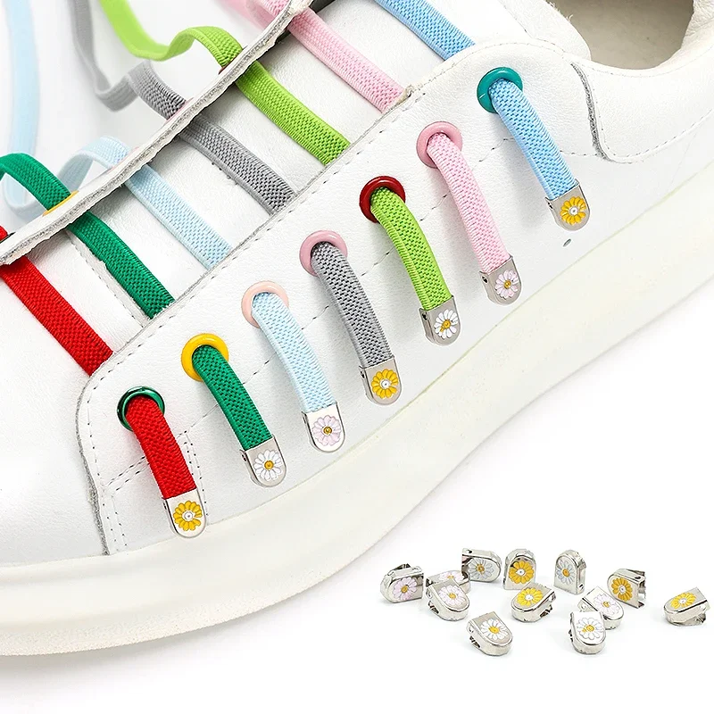 

1 Pair No Tie Shoelaces for Sneakers Flat Shoe Laces Elastic Easy To Remove Free To Match Metal Lock Lazy Shoes Lace Accessories