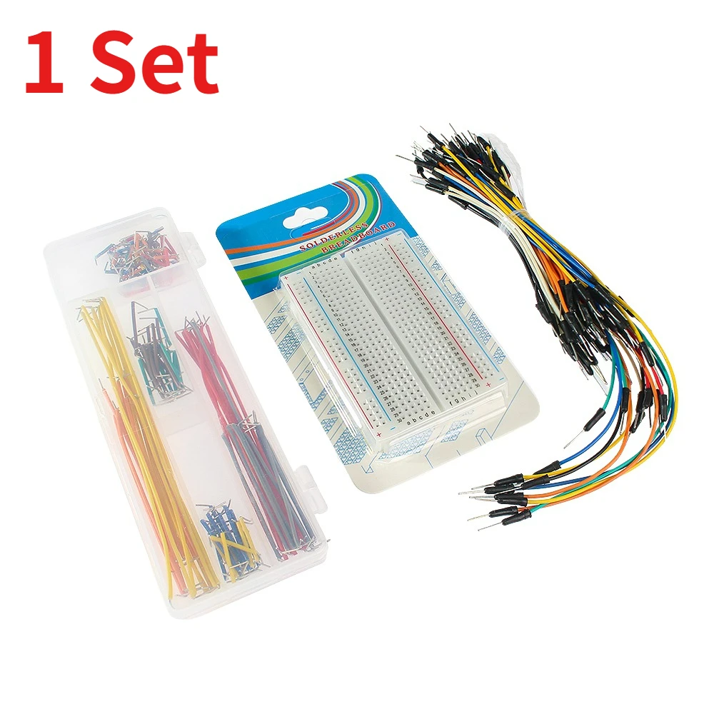 1Set Breadboard Jumper Wire Kit 140 Stück + 65 Stück Jump Line und 400 Tie Points lötfreies PCB Breadboard Universal Board DIY Kit