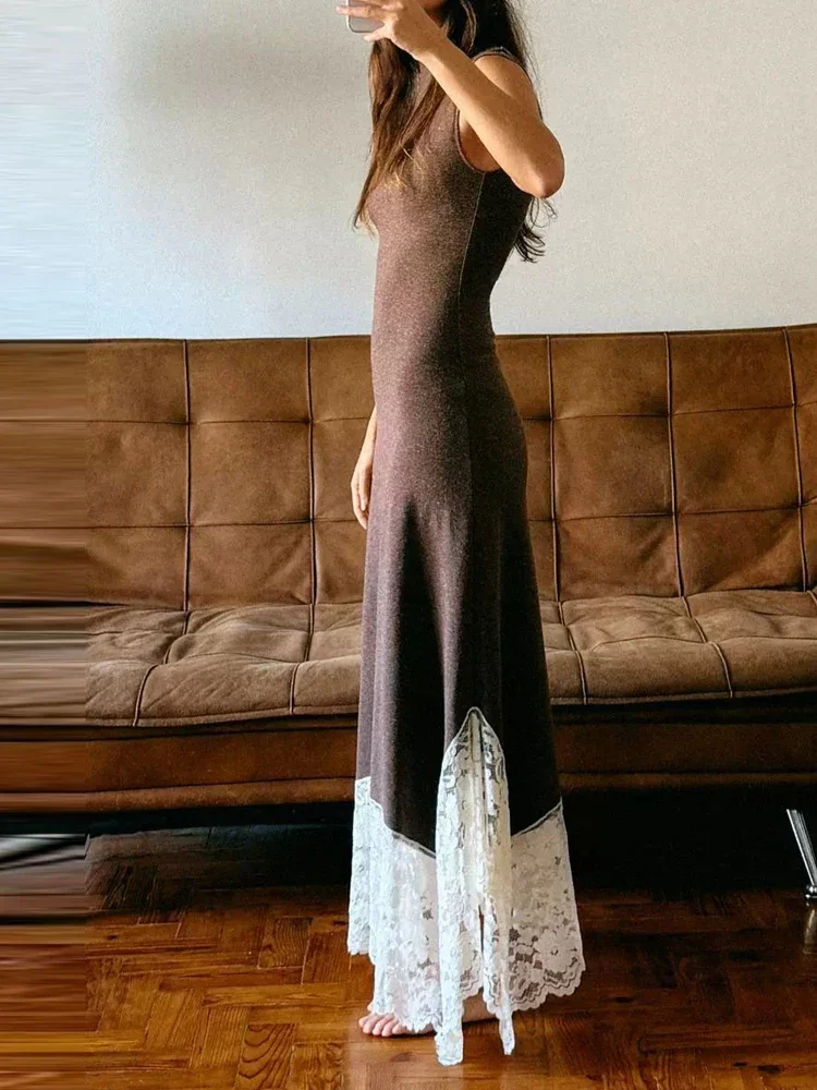 أزياء نصف الياقة العالية سليم صالح فستان طويل المرأة مثير أكمام فساتين السهرة أنيقة الدانتيل الربط بلون حزب اللباس #4