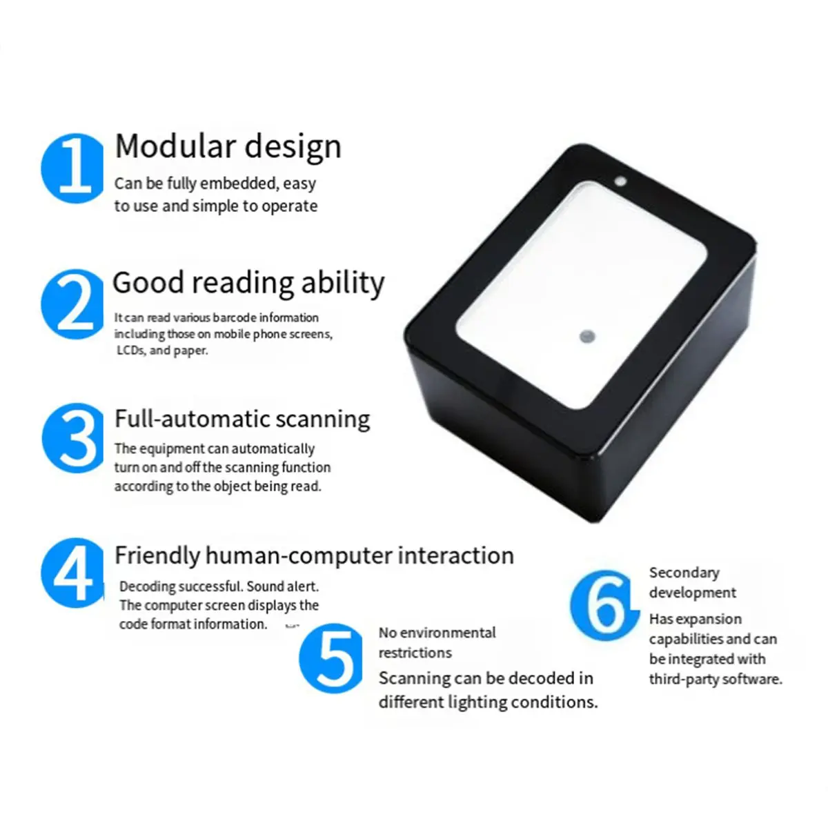 T19C New Desktop Barcode Scanner QR Code Scanning Platform Supermarket Mobile Payment YHD‑9800 Barcode Scanner