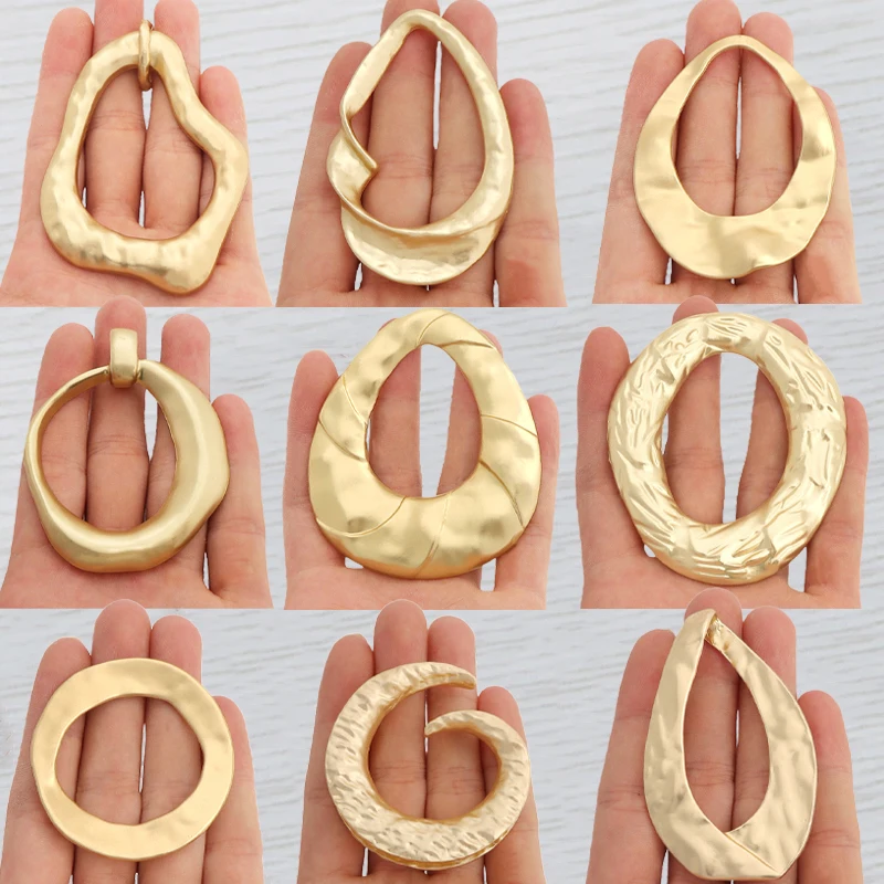 1 x Minimalist Style Large Hollow Open Style Charm Matte Gold Color Pendant For DIY Boho Necklace Jewelllery Making Accessories