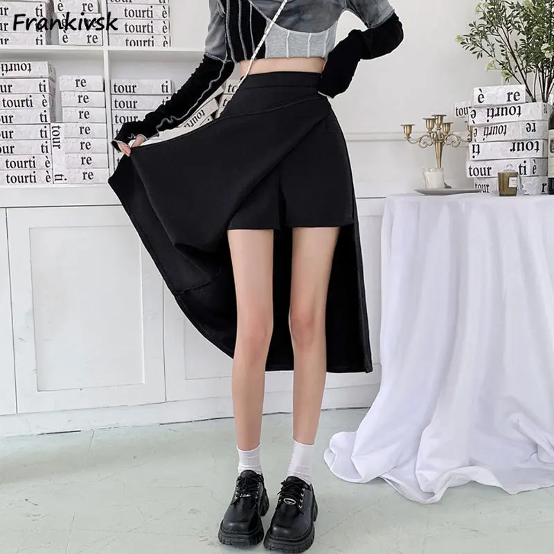 

Irregular Skirt for Women Streetwear All-match Hotsweet Early Autumn Mid-length Style Hip-covering High-waisted A-line Fashion